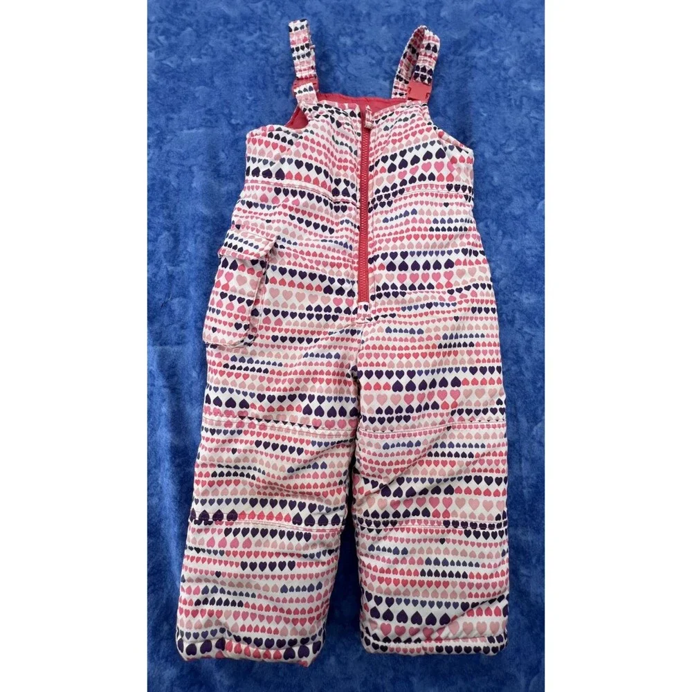 London Fog Girls Heart-Patterned Ski Snow Pants/Bib, Size 3T, Excellent Cond